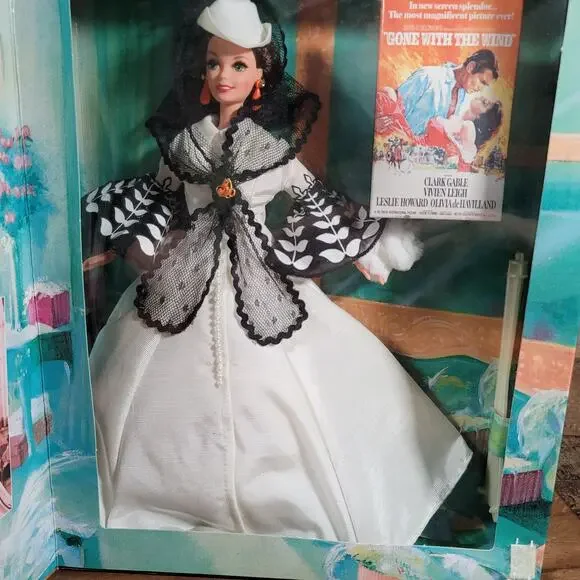 Barbie as Scarlett O’Hara 1994 Hollywood Legends Black N White Dress - Picture 4 of 8